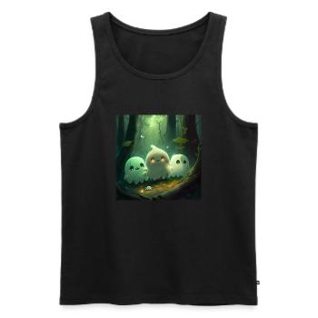 Cute ghosts in a forest - Men's Premium Organic Tank Top - black - Front - AI Model Male 178 light (178cm)