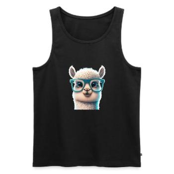 Mignon Mignon Mignon Dessin Animé - Lama - Débardeur bio Premium Homme - noir - Devant - AI Model Male 178 light (178cm)