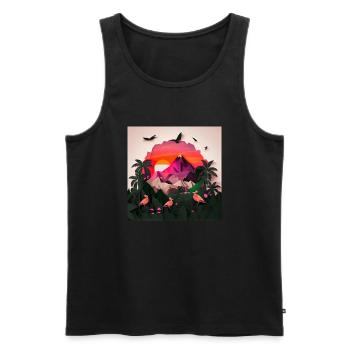 beautiful lush jungle with mountains, origami - Männer Premium Bio Tank Top - Schwarz - Vorne - Michal (187cm)