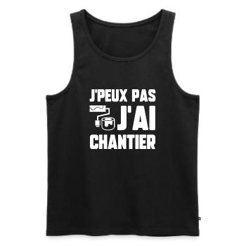 J’peux pas j’ai chantier - Débardeur bio Premium Homme - noir - Devant - Michal (187cm)