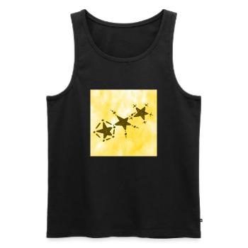 3 STERNE LÄCHELN GELB - Männer Premium Bio Tank Top - Schwarz - Vorne - AI Model Male 178 light (178cm)