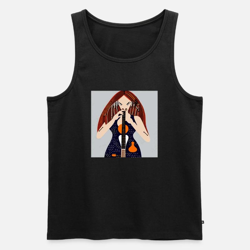 Musik Mädchen - Männer Premium Bio Tank Top - Schwarz