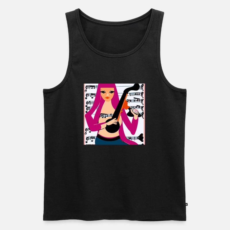 Musik Mädchen - Männer Premium Bio Tank Top - Schwarz