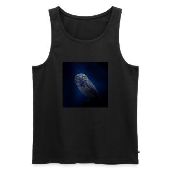 hibou chouette - Débardeur bio Premium Homme - noir - Devant - Michal (187cm)