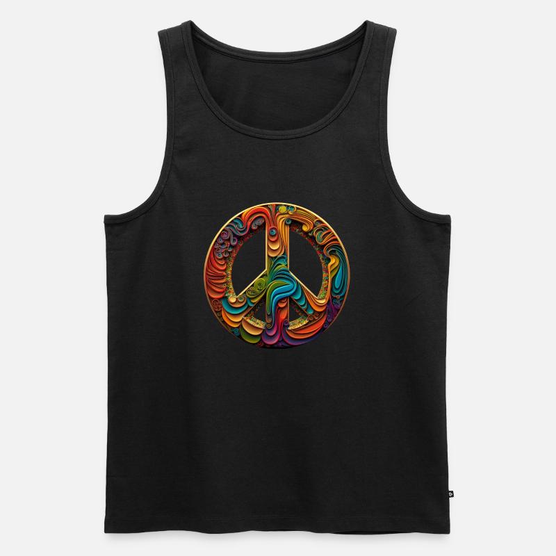 Peace Symbol - Männer Premium Bio Tank Top - Schwarz