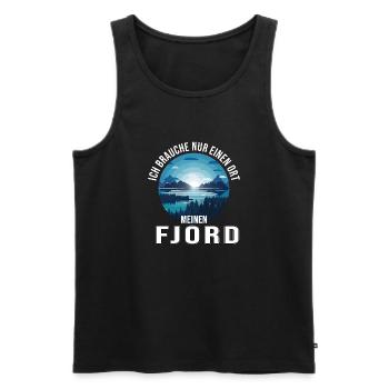 nur einen Ort mein Fjord - Männer Premium Bio Tank Top - Schwarz - Vorne - AI Model Male 178 light (178cm)