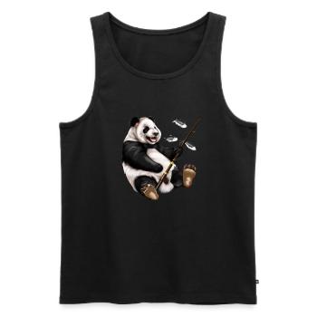 Angelnder Panda, Angel, Fischen - Männer Premium Bio Tank Top - Schwarz - Vorne - Michal (187cm)