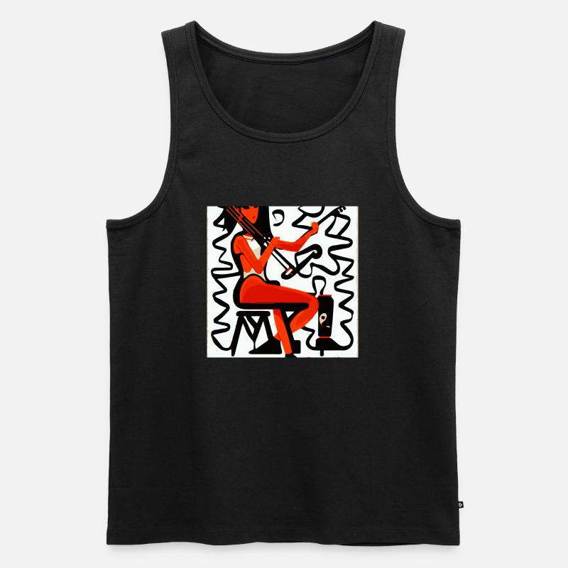 Musik Mädchen - Männer Premium Bio Tank Top - Schwarz