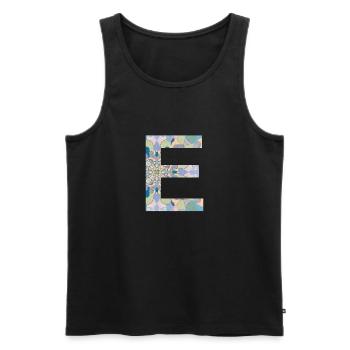 Letter E in mandala - Men's Premium Organic Tank Top - black - Front - AI Model Male 178 light (178cm)