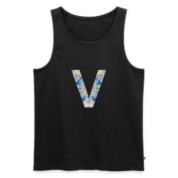 Letter V in mandala - Men's Premium Organic Tank Top - black - Front - AI Model Male 178 light (178cm)