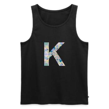 Letter K in mandala - Men's Premium Organic Tank Top - black - Front - AI Model Male 178 light (178cm)