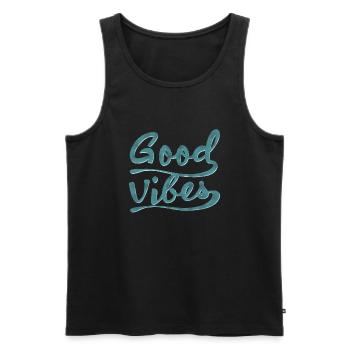 GOOD VIBES - Men's Premium Organic Tank Top - black - Front - AI Model Male 178 light (178cm)