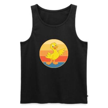 Niedliche Ente Vintage Retro Sonnenuntergang Tierliebhaber Design - Männer Premium Bio Tank Top - Schwarz - Vorne - Michal (187cm)