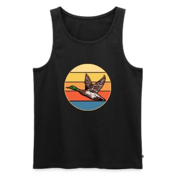 Niedliche Ente Vintage Retro Sonnenuntergang Tierliebhaber Design - Männer Premium Bio Tank Top - Schwarz - Vorne - Michal (187cm)