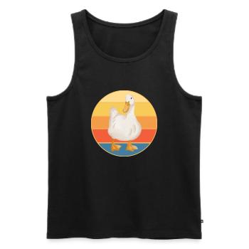 Niedliche Ente Vintage Retro Sonnenuntergang Tierliebhaber Design - Männer Premium Bio Tank Top - Schwarz - Vorne - Michal (187cm)
