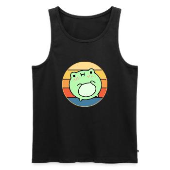 Süßer Frosch Vintage Retro Sonnenuntergang Tierliebhaber - Männer Premium Bio Tank Top - Schwarz - Vorne - AI Model Male 178 light (178cm)