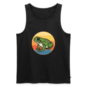 Niedlicher Frosch Vintage Retro Sonnenuntergang Tierliebhaber - Männer Premium Bio Tank Top - Schwarz - Vorne - Michal (187cm)