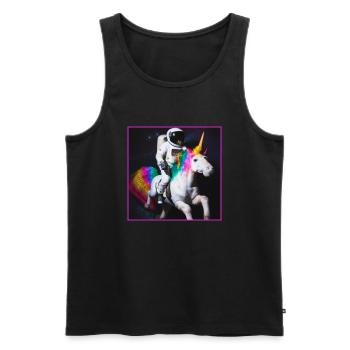 cosmonaute licorne - Débardeur bio Premium Homme - noir - Devant - Michal (187cm)