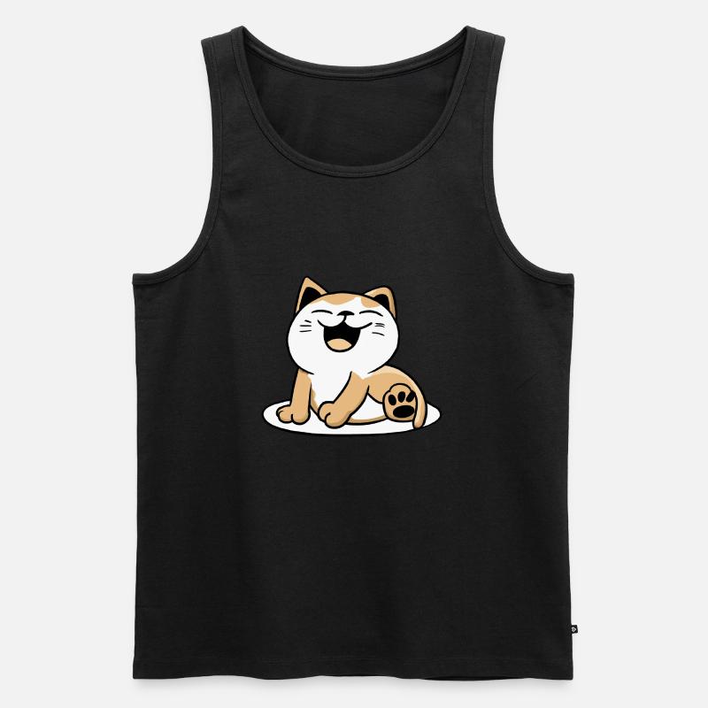 Glückliche Katze - Männer Premium Bio Tank Top - Schwarz