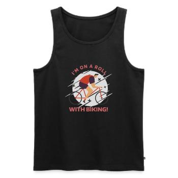 I'm On A Roll With Biking! Retro Biking - Männer Premium Bio Tank Top - Schwarz - Vorne - AI Model Male 178 light (178cm)