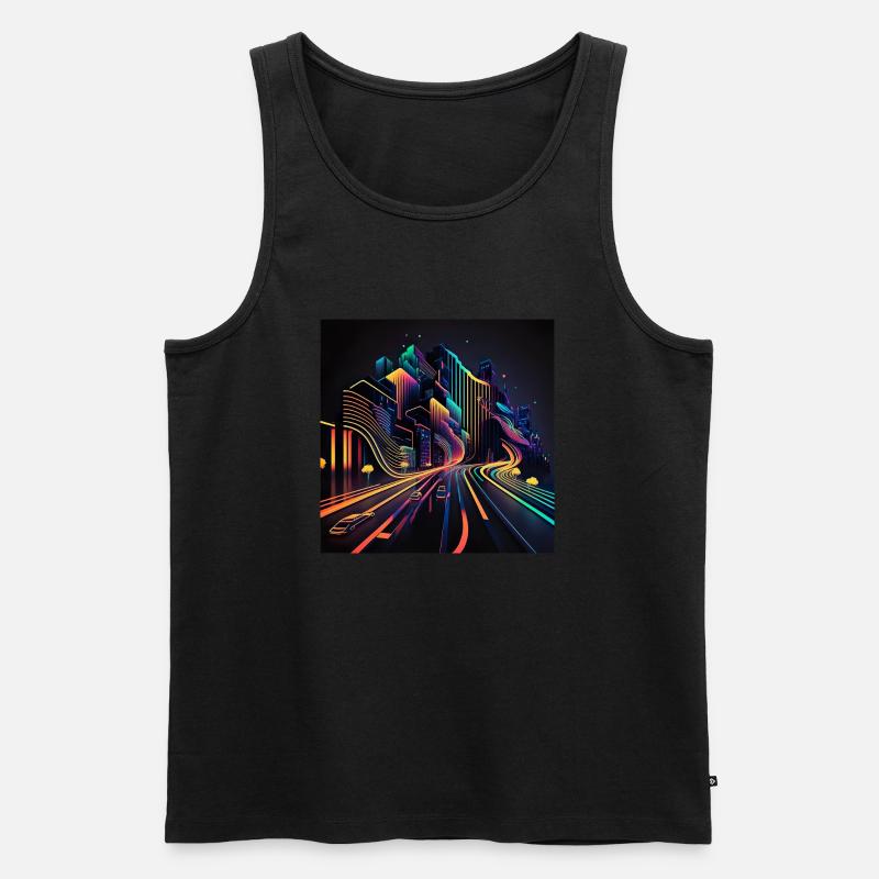 Neon City Rush - Männer Premium Bio Tank Top - Schwarz