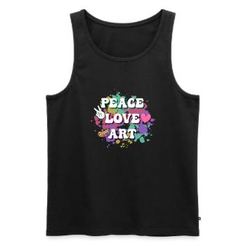 Peace Love Art Education Art Teacher - Männer Premium Bio Tank Top - Schwarz - Vorne - AI Model Male 178 light (178cm)