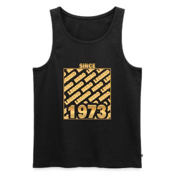 1973 - Men's Premium Organic Tank Top - black - Front - AI Model Male 178 light (178cm)