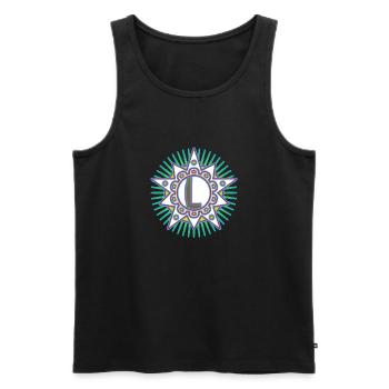 Étoiles avec la lettre L. Votre parole - votre pensée - Débardeur bio Premium Homme - noir - Devant - AI Model Male 178 light (178cm)