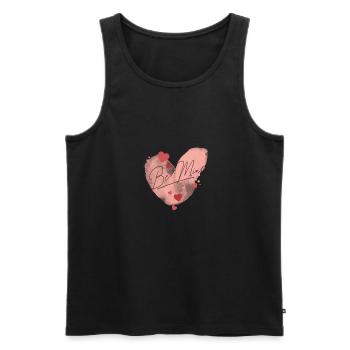 Be Mine Valentines Heart Design - Men's Premium Organic Tank Top - black - Front - AI Model Male 178 light (178cm)