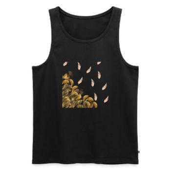 Falling Feathers in natural cream brown gold white - Men's Premium Organic Tank Top - black - Front - Michal (187cm)