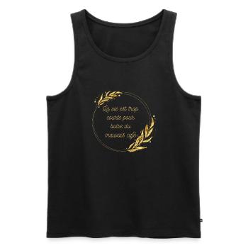 La vie est trop courte pour boire du mauvais café - Débardeur bio Premium Homme - noir - Devant - Michal (187cm)