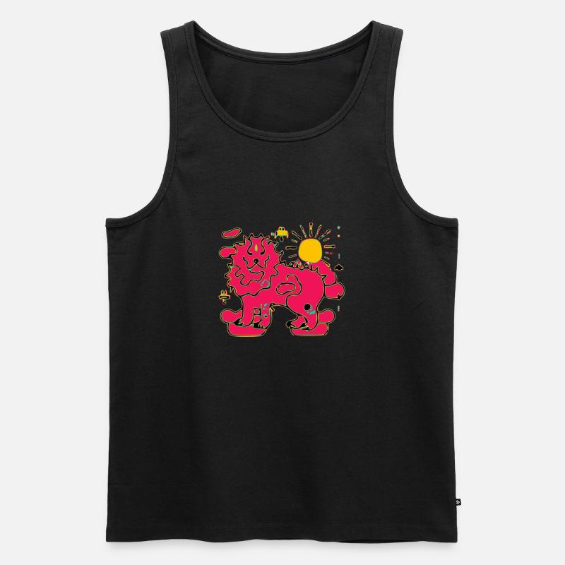 Kriko der rote Löwe - Männer Premium Bio Tank Top - Schwarz