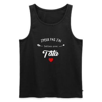 j'peux pas j'ai bêtises avec tata - Débardeur bio Premium Homme - noir - Devant - Michal (187cm)