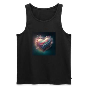coeur galaxie - Débardeur bio Premium Homme - noir - Devant - AI Model Male 178 light (178cm)