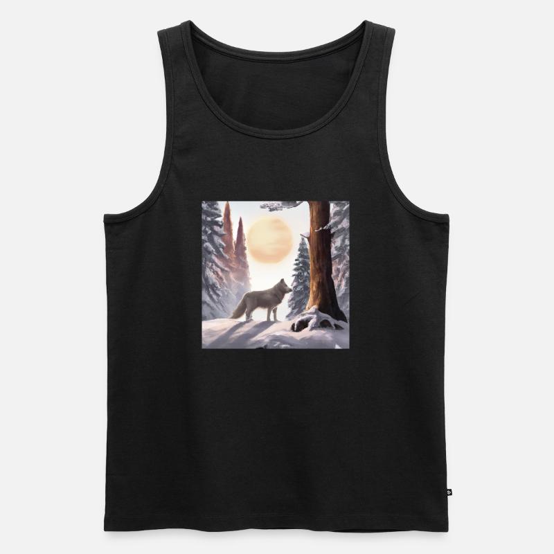 Der einsame Wolf - Männer Premium Bio Tank Top - Schwarz