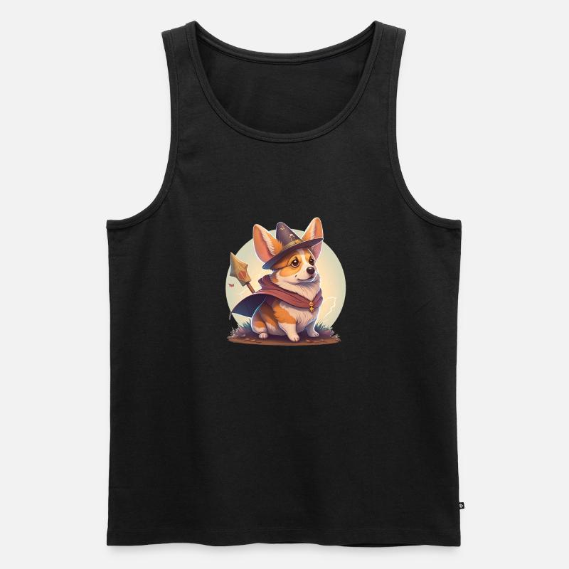 Corgi Magier - Männer Premium Bio Tank Top - Schwarz