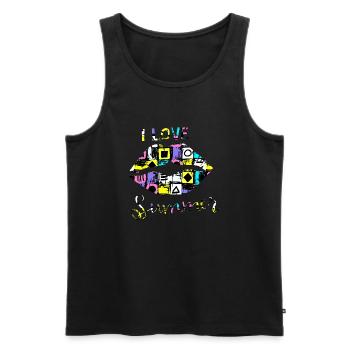 Summer surf miami beach paradise 80s retro 90s - Débardeur bio Premium Homme - noir - Devant - Michal (187cm)
