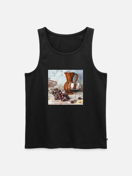 Weinkrug mit Trauben - Männer Premium Bio Tank Top - Schwarz