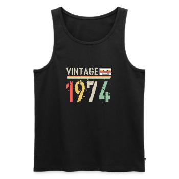 Cassette vintage 1974 - Débardeur bio Premium Homme - noir - Devant - Michal (187cm)