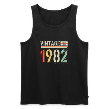 Cassette vintage 1982 - Débardeur bio Premium Homme - noir - Devant - Michal (187cm)