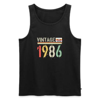 Cassette vintage 1986 - Débardeur bio Premium Homme - noir - Devant - Michal (187cm)