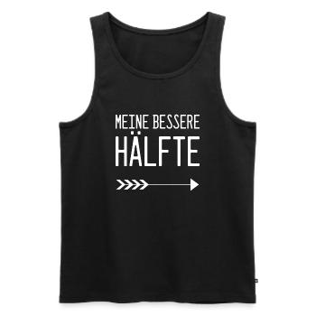 Valentinstag Partnershirt: meine bessere Hälfte - Männer Premium Bio Tank Top - Schwarz - Vorne - Michal (187cm)