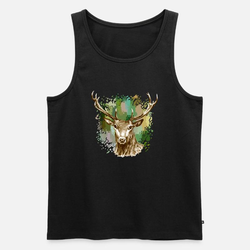 Hirsch - Männer Premium Bio Tank Top - Schwarz