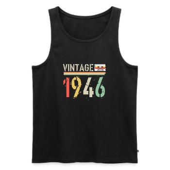 Cassette vintage 1946 - Débardeur bio Premium Homme - noir - Devant - Michal (187cm)