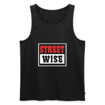 Street Wise WEISS - Männer Premium Bio Tank Top - Schwarz - Vorne - AI Model Male 178 light (178cm)
