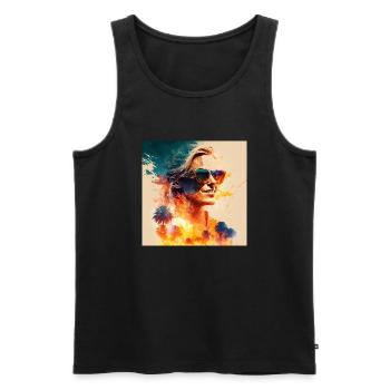 Une femme au soleil - Débardeur bio Premium Homme - noir - Devant - Michal (187cm)