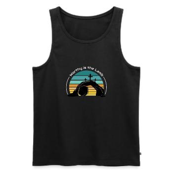 Worthy is the Lamb - Men's Premium Organic Tank Top - black - Front - AI Model Male 178 light (178cm)