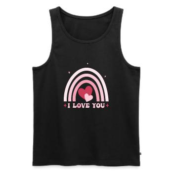 Valentine #AllaHjärtansDag - Love - Men's Premium Organic Tank Top - black - Front - Michal (187cm)