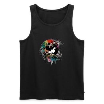 Geisha ultra colorée - Débardeur bio Premium Homme - noir - Devant - AI Model Male 178 light (178cm)
