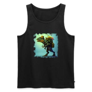 Un Dino T-Rex de randonnée et d’alpinisme - Débardeur bio Premium Homme - noir - Devant - Michal (187cm)